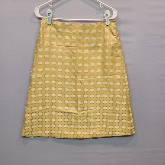 Burberry Dresses & Skirts - Burberry Skirt Silk Gold A Line Prorsum Runway Midi Made in Italy Womens 40